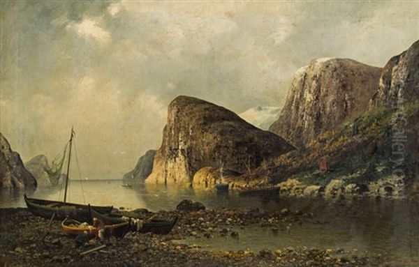 Norwegischer Fjord Oil Painting by Adolf Kaufmann