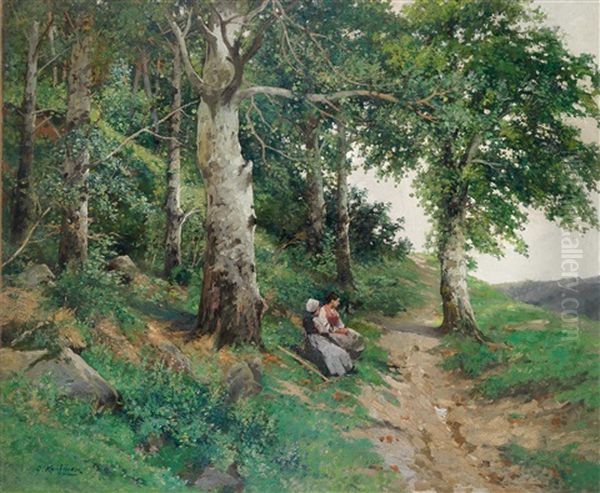 Rast Am Wegrand Oil Painting by Adolf Kaufmann