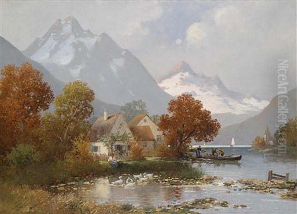 Sommer Am Gebirgssee Oil Painting by Adolf Kaufmann