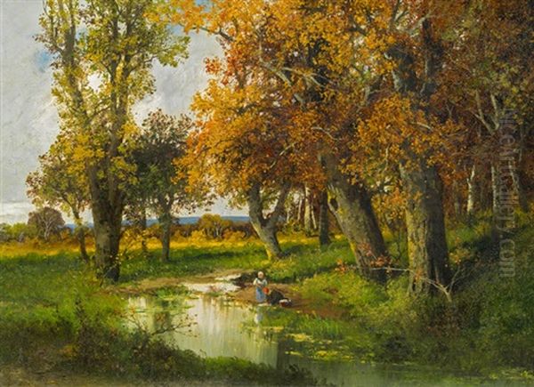 Herbstliche Waldlandschaft by Adolf Kaufmann