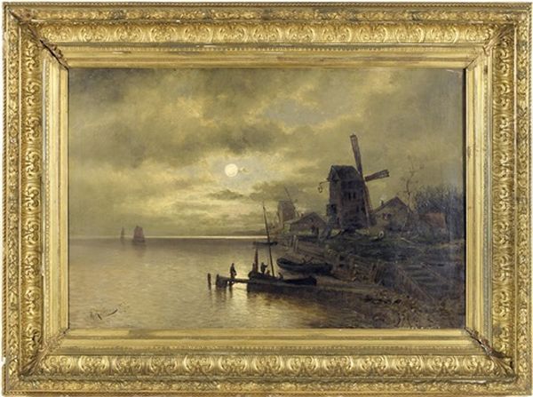 Nordlandische Kuste Im Vollmondlicht Oil Painting by Adolf Kaufmann