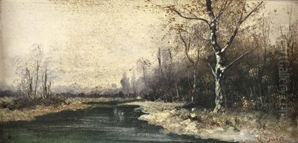 Flusslandschaft Mit Birken Oil Painting by Adolf Kaufmann