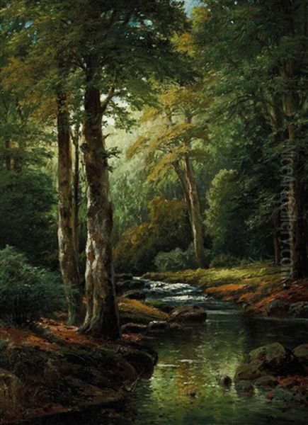 Waldbach Oil Painting by Adolf Kaufmann