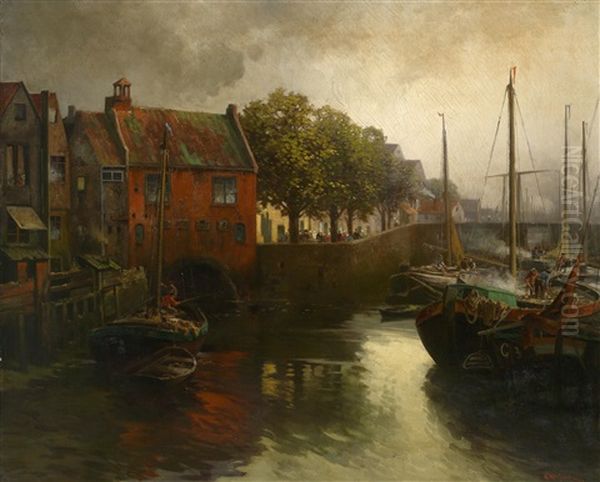 Kanal Oil Painting by Adolf Kaufmann