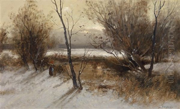 Winter Abend Bei Sarajewo Oil Painting by Adolf Kaufmann