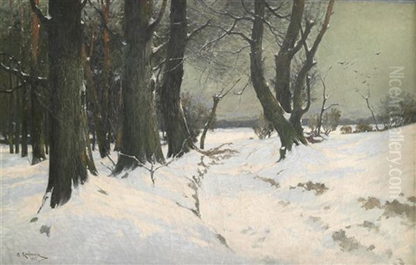 Winterabend Oil Painting by Adolf Kaufmann