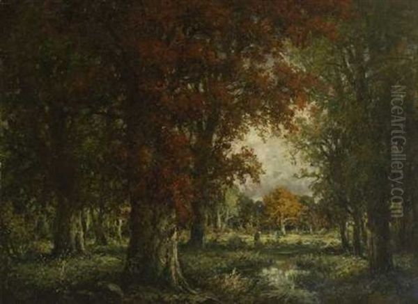 Reisigsammlerinnen Auf Einer Waldlichtung Oil Painting by Adolf Kaufmann