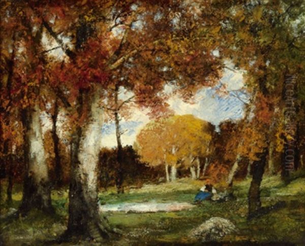 Herbstliches Waldinterieur Oil Painting by Adolf Kaufmann