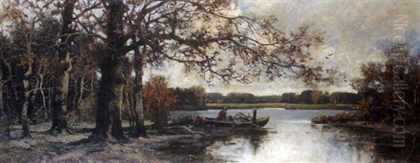 Fischer Am See Oil Painting by Adolf Kaufmann