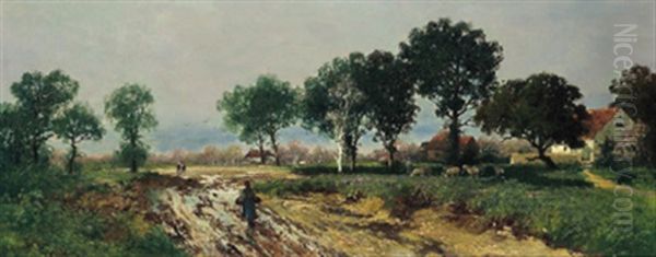 Landschaft Mit Figurlicher Staffage Oil Painting by Adolf Kaufmann