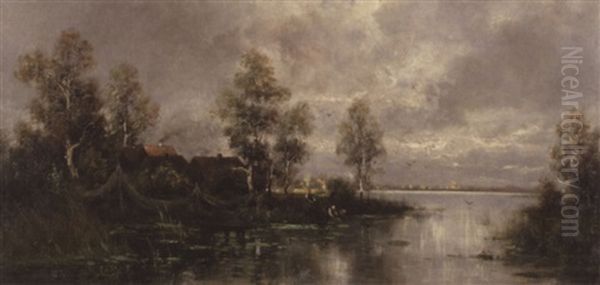 Partie An Der Loire Oil Painting by Adolf Kaufmann