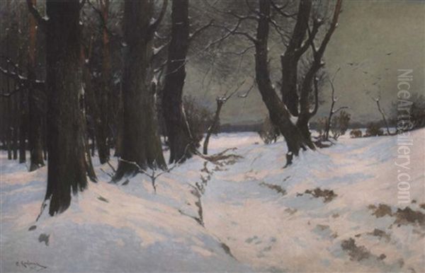 Winterabend Oil Painting by Adolf Kaufmann