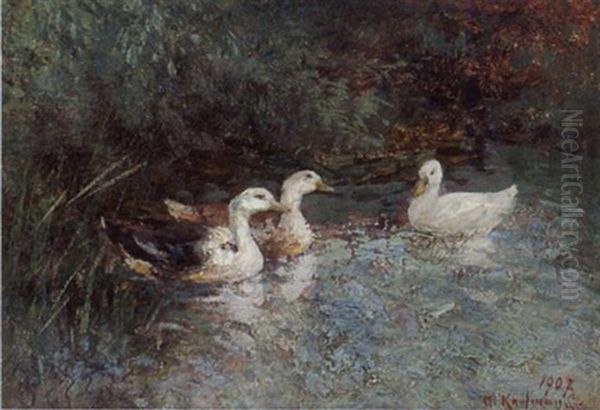 Enten Im Wasser by Adolf Kaufmann