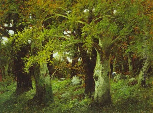 Waldlandschaft Mit Figurlicher Staffage by Adolf Kaufmann