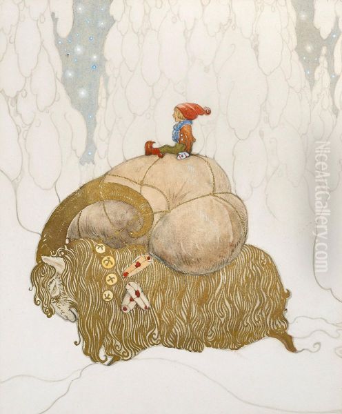 Julbocken Oil Painting by John Bauer