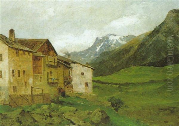 Landschaft Im Engadin Oil Painting by Adolf Kaufmann