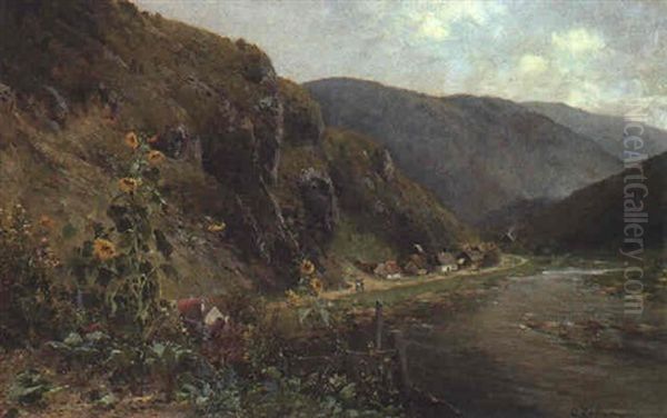 Blick In Ein Sommerliches Tal Oil Painting by Adolf Kaufmann