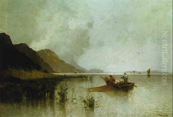 Fischfang Am Seeufer Oil Painting by Adolf Kaufmann