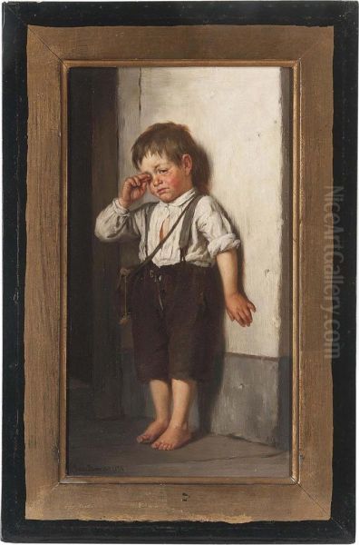 The Naughty Boy Oil Painting by Josef Anton Bauer