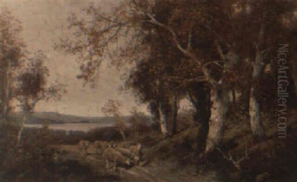 Schafe In Herbstlandschaft Oil Painting by Adolf Kaufmann