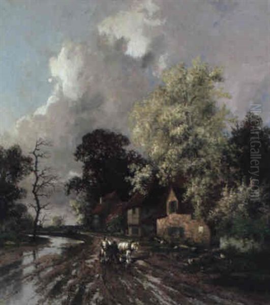 Fruhlingsregen Oil Painting by Adolf Kaufmann