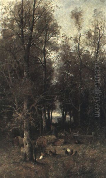 Bauerinbeim Holzsammeln Oil Painting by Adolf Kaufmann