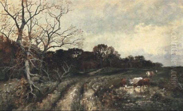 Landschaft Mit Kuhen Oil Painting by Adolf Kaufmann