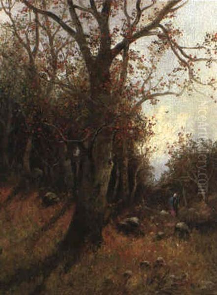 Sparziergang Im Herbstwald Oil Painting by Adolf Kaufmann