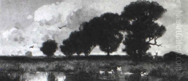 Wild Am Weiher Oil Painting by Adolf Kaufmann