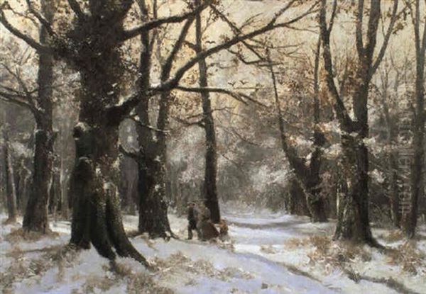 Heimkehr Durch Den Winterwald Oil Painting by Adolf Kaufmann