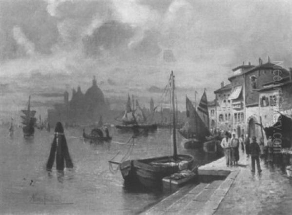 Venezianische Ansicht Zur Abendzeit Oil Painting by Adolf Kaufmann