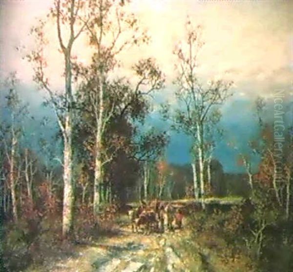 Begegnung Auf Dem Heimweg Oil Painting by Adolf Kaufmann