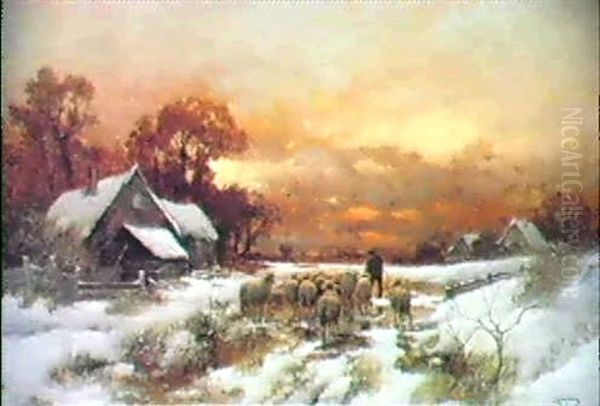 Heimkehr Bei Sonnenuntergang Oil Painting by Adolf Kaufmann