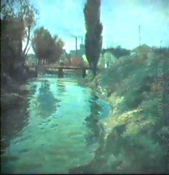 Stadtansicht In Der Abenddammerung Oil Painting by Adolf Kaufmann