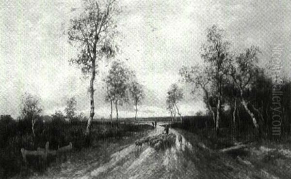 Along The Country Lane Oil Painting by Adolf Kaufmann