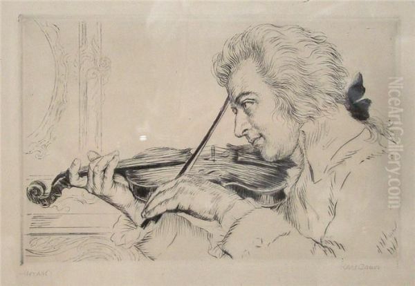 Mozart Oil Painting by Karl Bauer