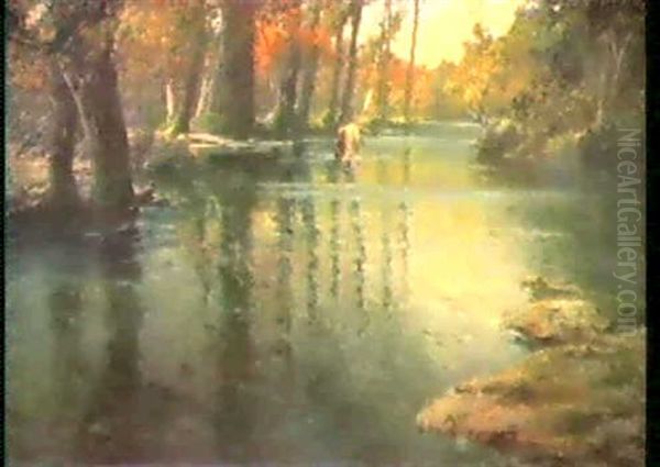 Flusstranke Oil Painting by Adolf Kaufmann