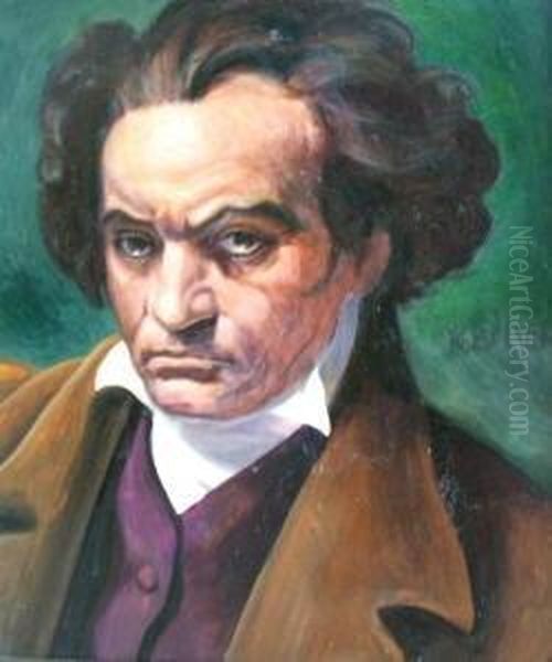 Bildnis Ludwig Von Beethoven Oil Painting by Karl Bauer