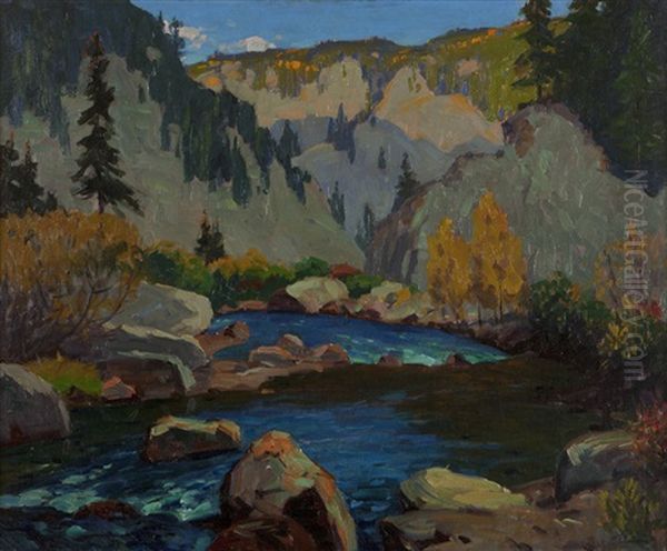 Late Afternoon, Platte Canyon, Colorado Oil Painting by Ferdinand Kaufmann