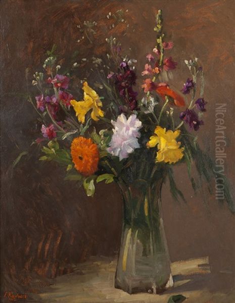 Flower Study Oil Painting by Ferdinand Kaufmann