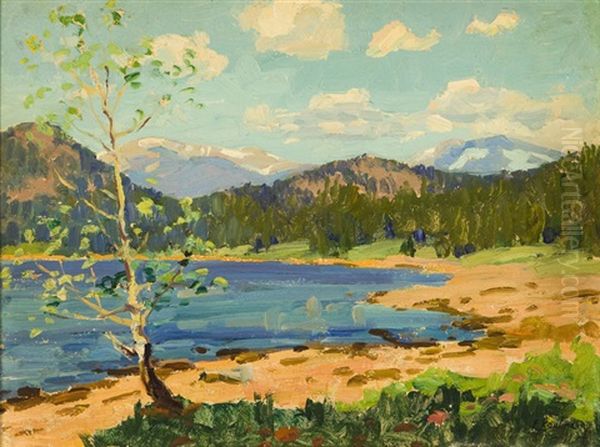 Lake In A California Landscape Oil Painting by Ferdinand Kaufmann