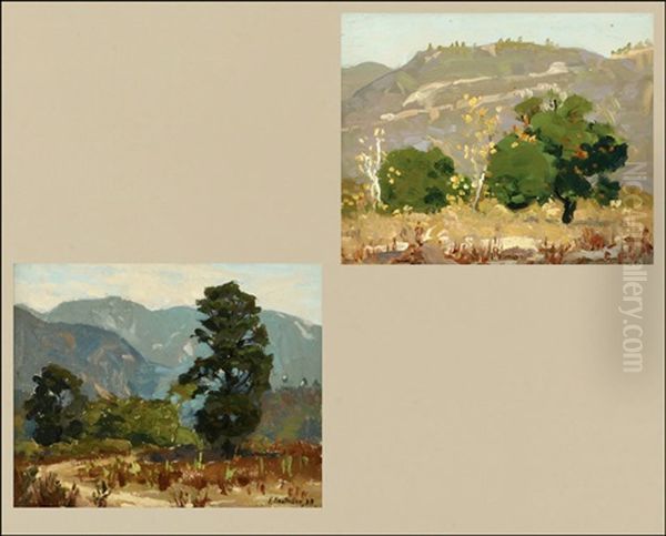 San Gabriel Valley Landscapes (2 Works, 1 Sgd.) Oil Painting by Ferdinand Kaufmann