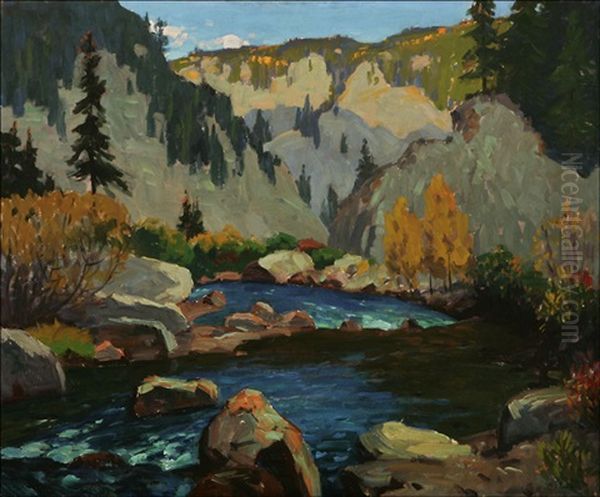 Late Afternoon, The Platte Canyon Below Esterbrook, Colorado Oil Painting by Ferdinand Kaufmann