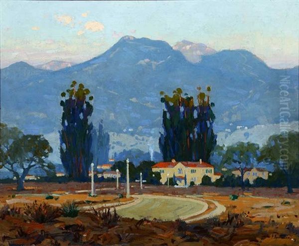 Landscape - Early Morning - San Gabriel Mountains - Pasadena, Calif Oil Painting by Ferdinand Kaufmann