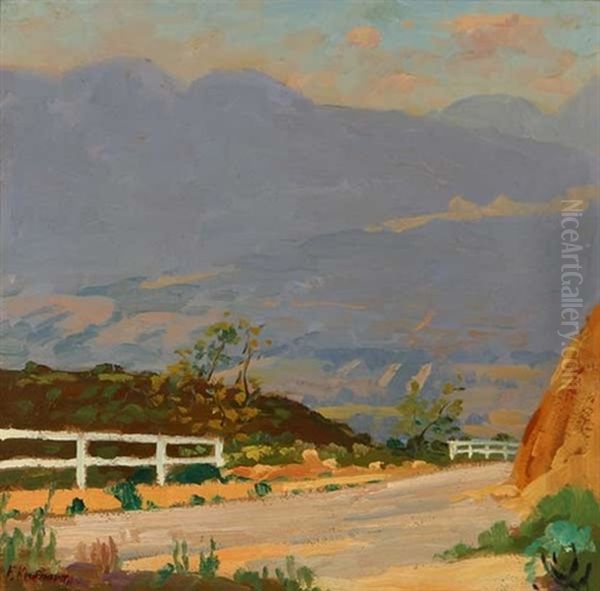 Flint Ridge (west Of Rose Bowl, Pasadena) Oil Painting by Ferdinand Kaufmann