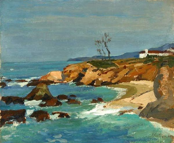 Beach Motif - Laguna Beach, Calif. Oil Painting by Ferdinand Kaufmann