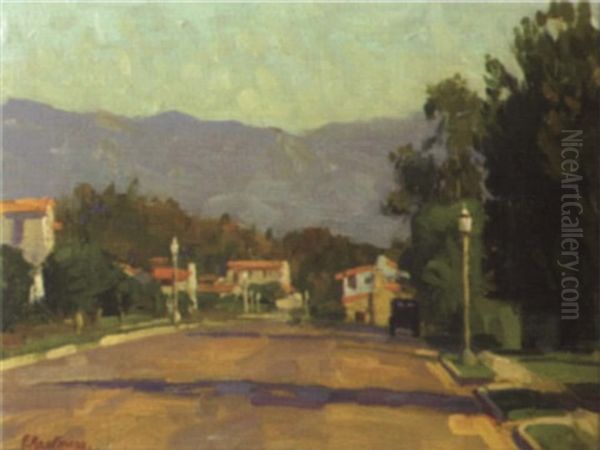 Street Scene Pasadena Oil Painting by Ferdinand Kaufmann