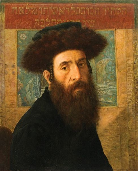 Portrait Of A Hassidic Rabbi Oil Painting by Isidor Kaufmann