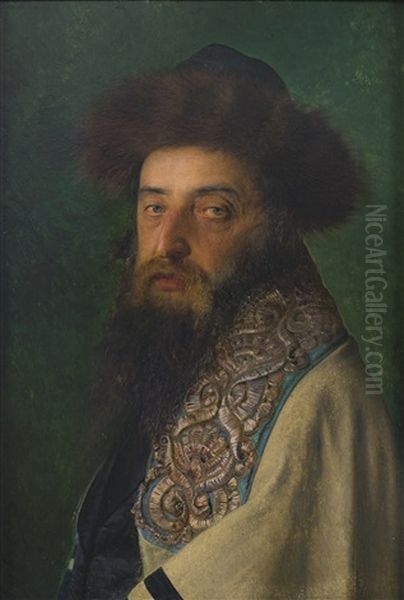 Portrait Of Hassid With Shtreimel And Tallit Oil Painting by Isidor Kaufmann