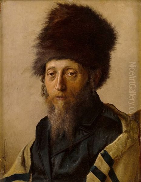 Portrait Of A Man In A Shtreimel Oil Painting by Isidor Kaufmann